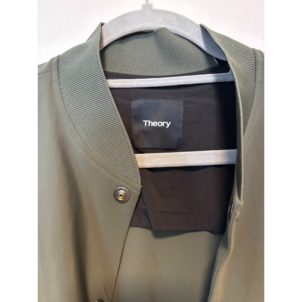 Theory Mens Murphy Precision Ponte Bomber Jacket Olive Green Snap Front Size S - Picture 4 of 9
